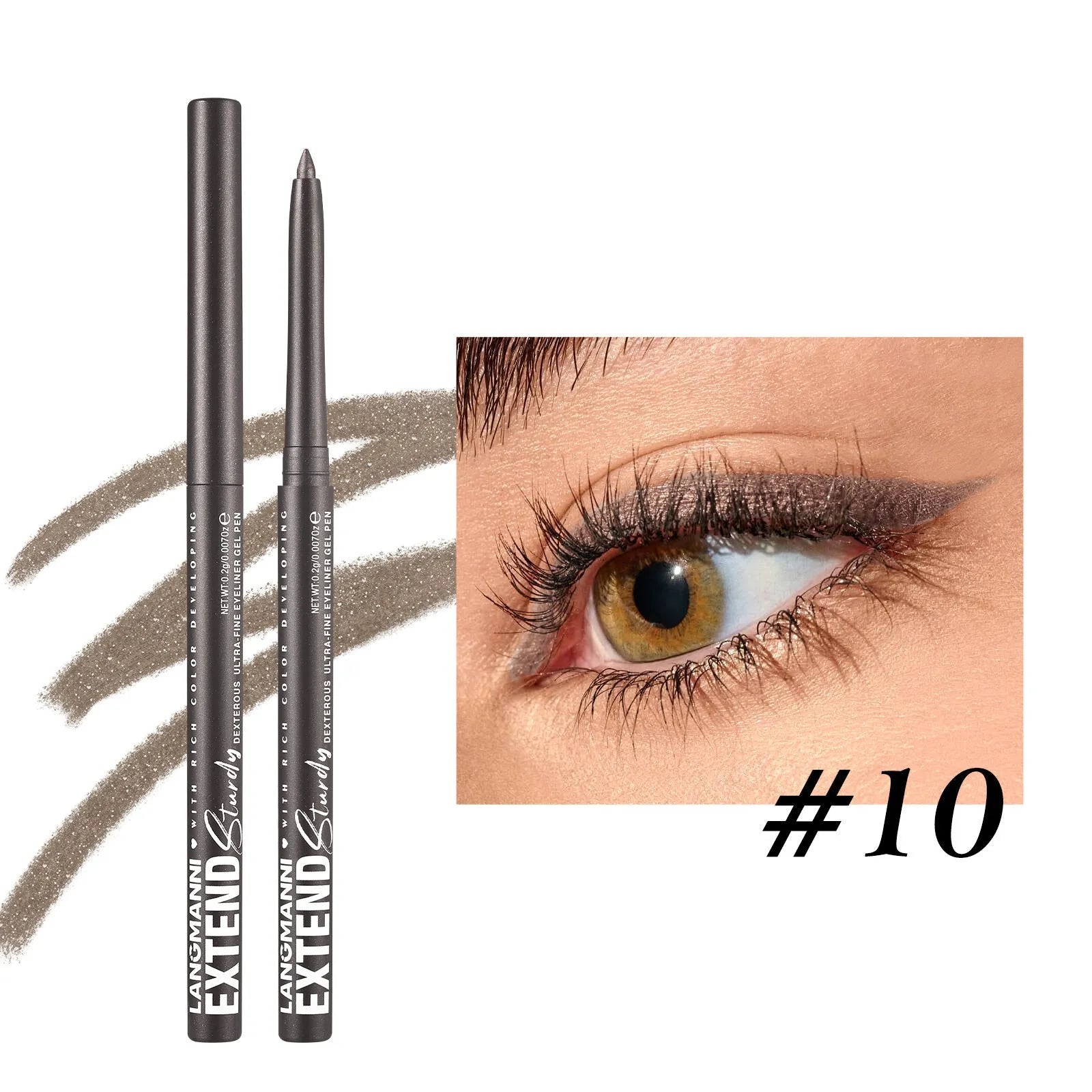 12 colourful gel glitter eyeliner pencils with waterproof formula in matte metallic pearl finishes