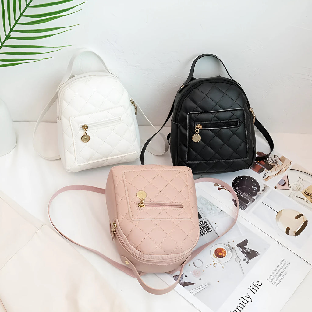 Girls' Korean style embroidered backpack in PU leather with hard-sided construction