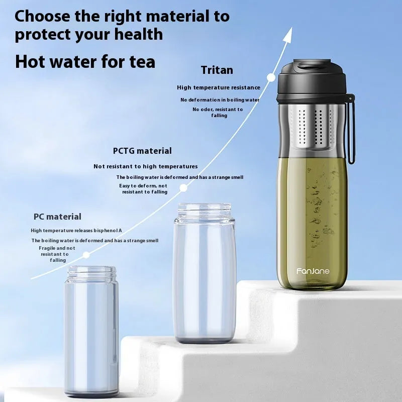 Magnetic bubble tea cup in black with insulated leather ring, Tritan construction