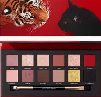 Explorer twelve-colour animal eye shadow palette showing shades including Golden Tiger Ink Cat Plate and Red Fox