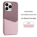 Leather magnetic card phone case for iPhone in black with colour-matching design and card slot visible