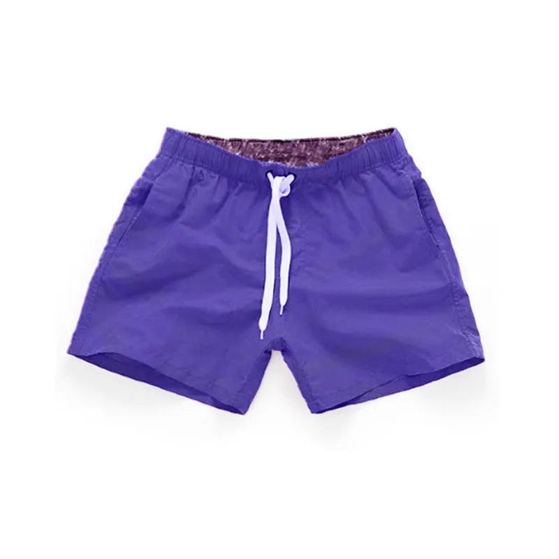Men's straight leg beach shorts in multiple colours with grinding process polyester fabric