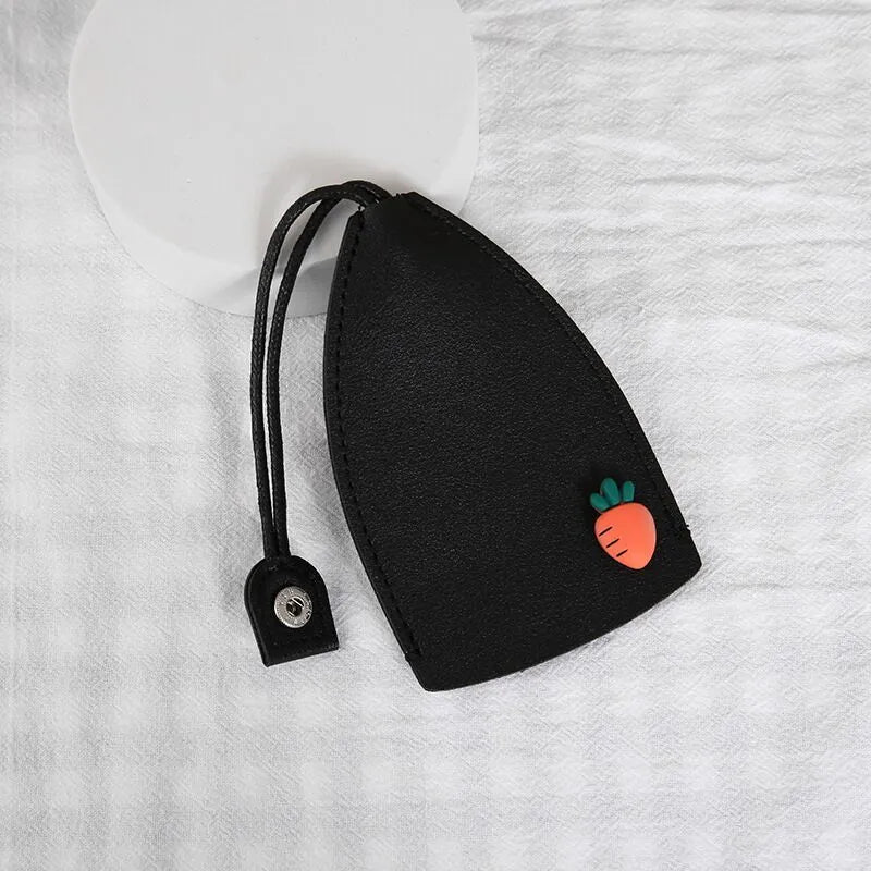 Cartoon design pull-out car key case in PU leather with removable decorative cover