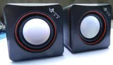 Black square 7cm computer speaker with USB cable for desktop audio enhancement