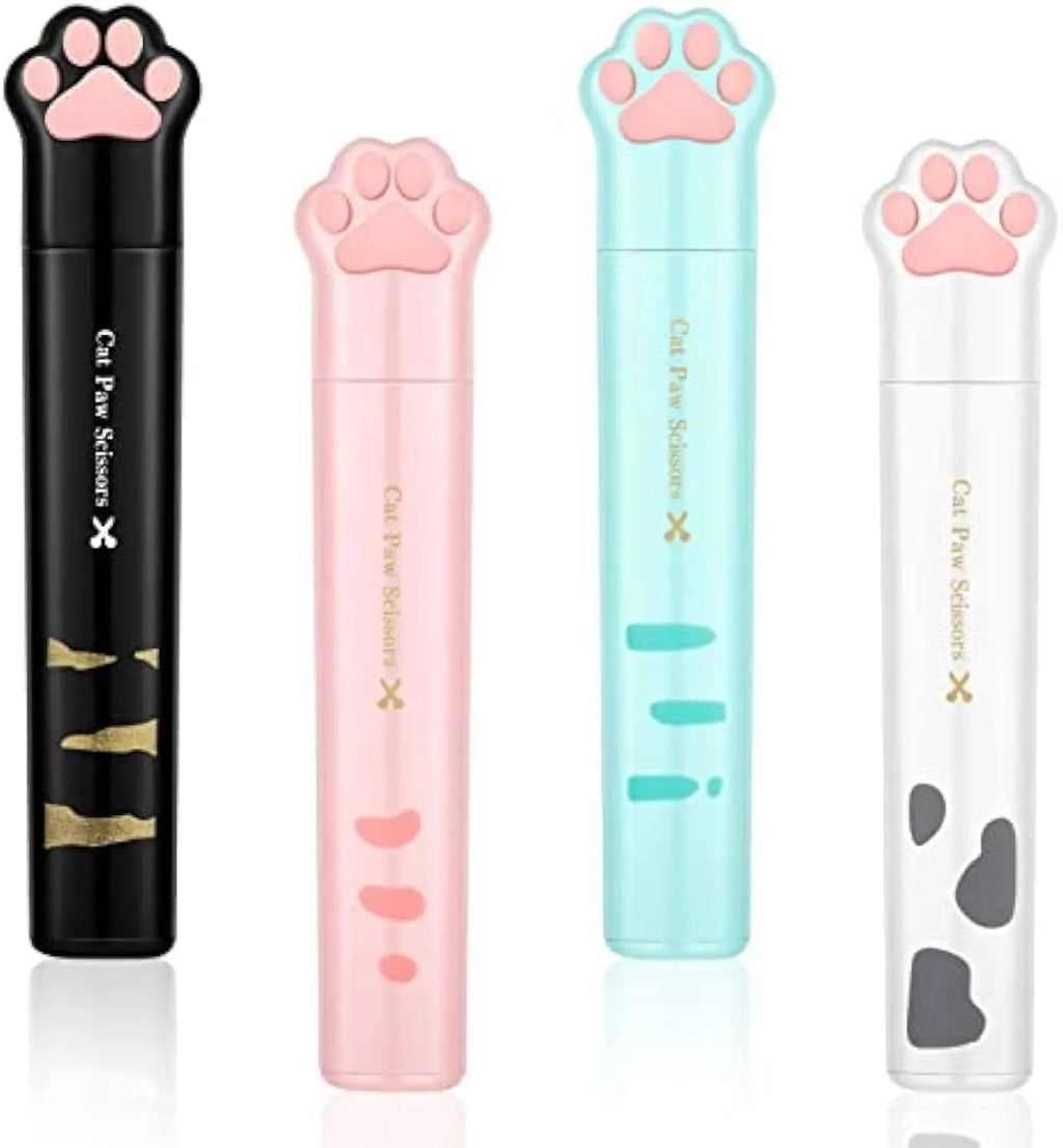 Cat paw mini folding scissors showing stainless steel blades and compact 8.7cm dimensions