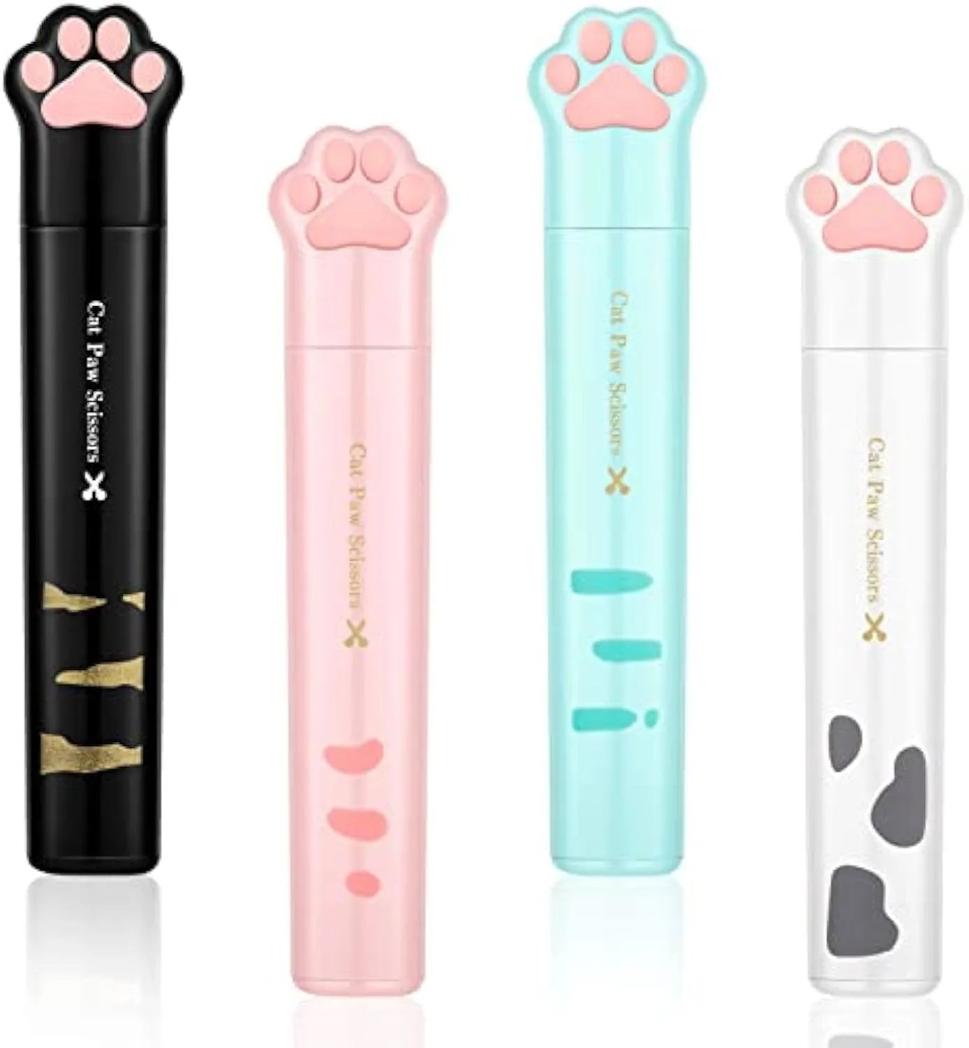 Cat paw mini folding scissors showing stainless steel blades and compact 8.7cm dimensions