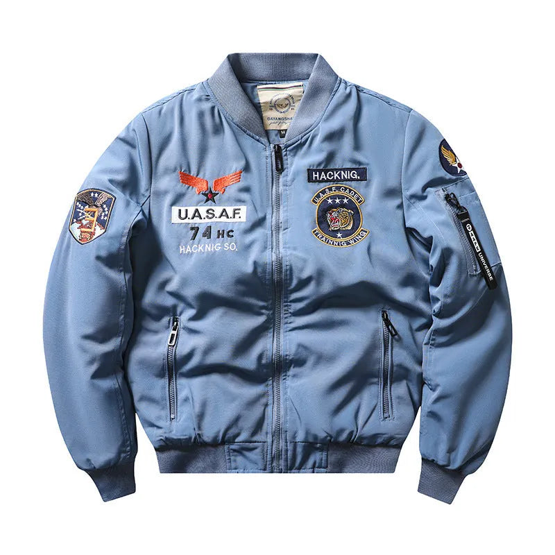 Men's slim-fit retro motorcycle coat with stand collar and cotton padding in multiple colours