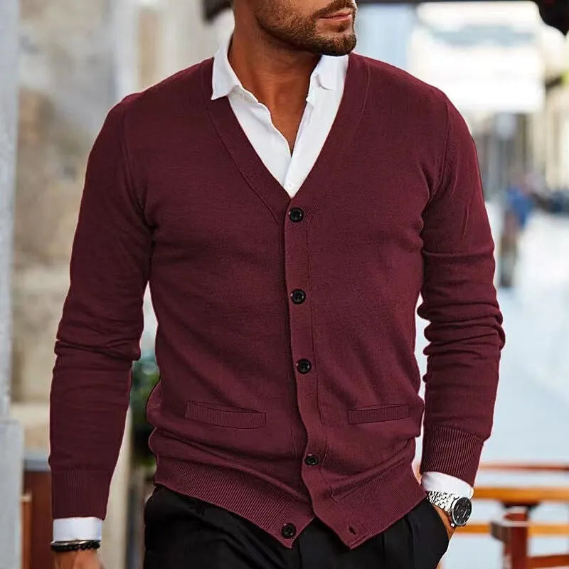 Men's slim-fit acrylic cardigan in various colours available sizes M to 5XL