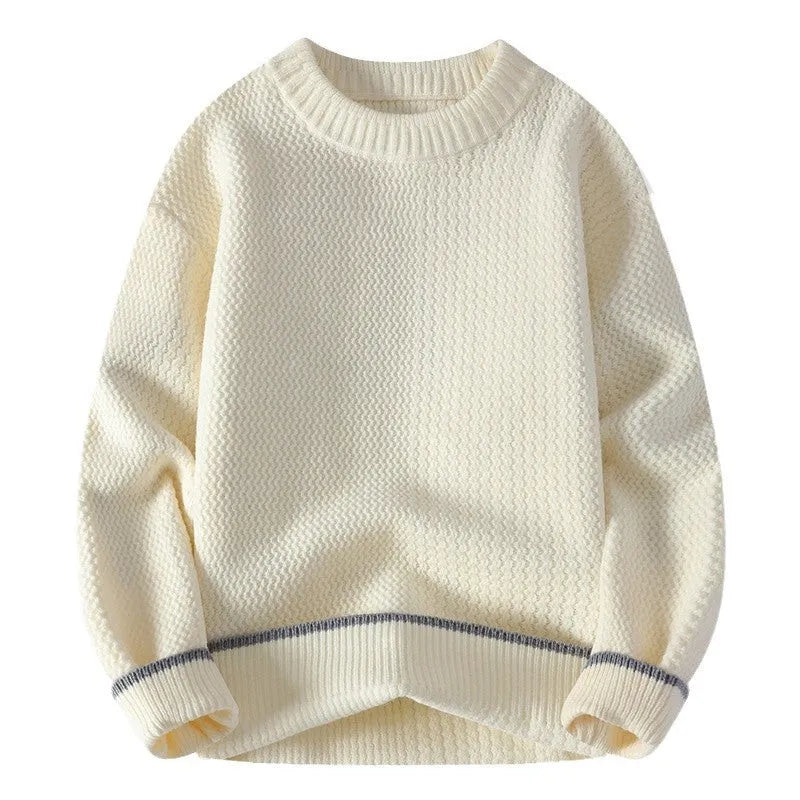 Men's loose fit pullover sweater in chemical fibre blend for autumn wear