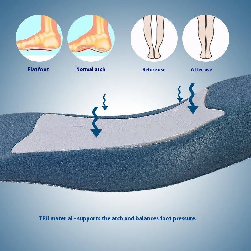 34 arch support plug-in flat foot orthopedic insole seven-point arch design blue background gray men or pink women
