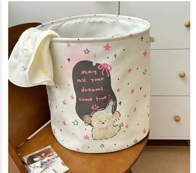 Foldable cotton laundry basket in modern simple style with large capacity for bedroom or bathroom