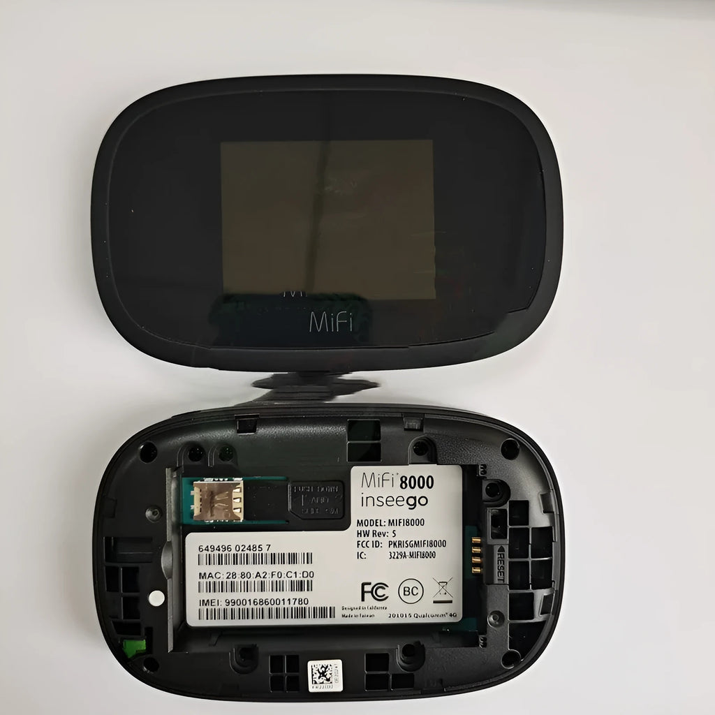 Black MiFi8000 portable 4G wireless router with compact rectangular design