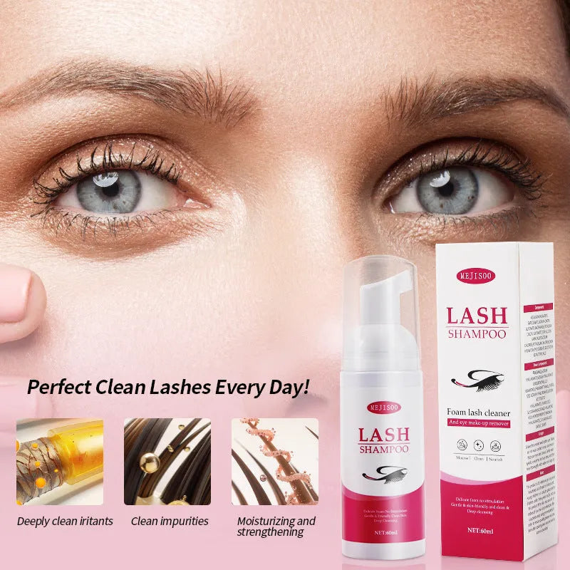 60ml lash shampoo mousse bottle for eyelash cleaning, 3.7cm diameter