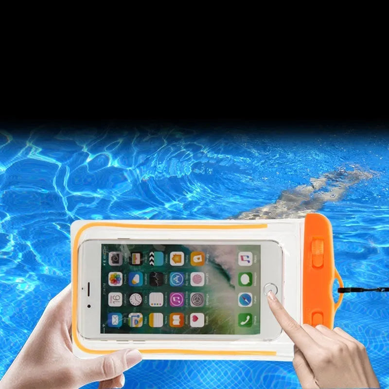 Waterproof luminous phone case in multiple colours for outdoor sports and water activities