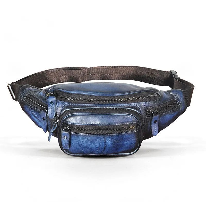 Leather shoulder messenger bag in retro style with adjustable crossbody strap