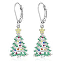 White gold colour Christmas tree and star design pendant earrings for women
