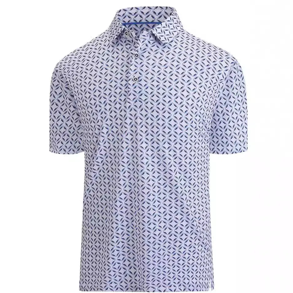 Men's Japanese retro style short sleeve top with 3D printed pattern and zipper decorations