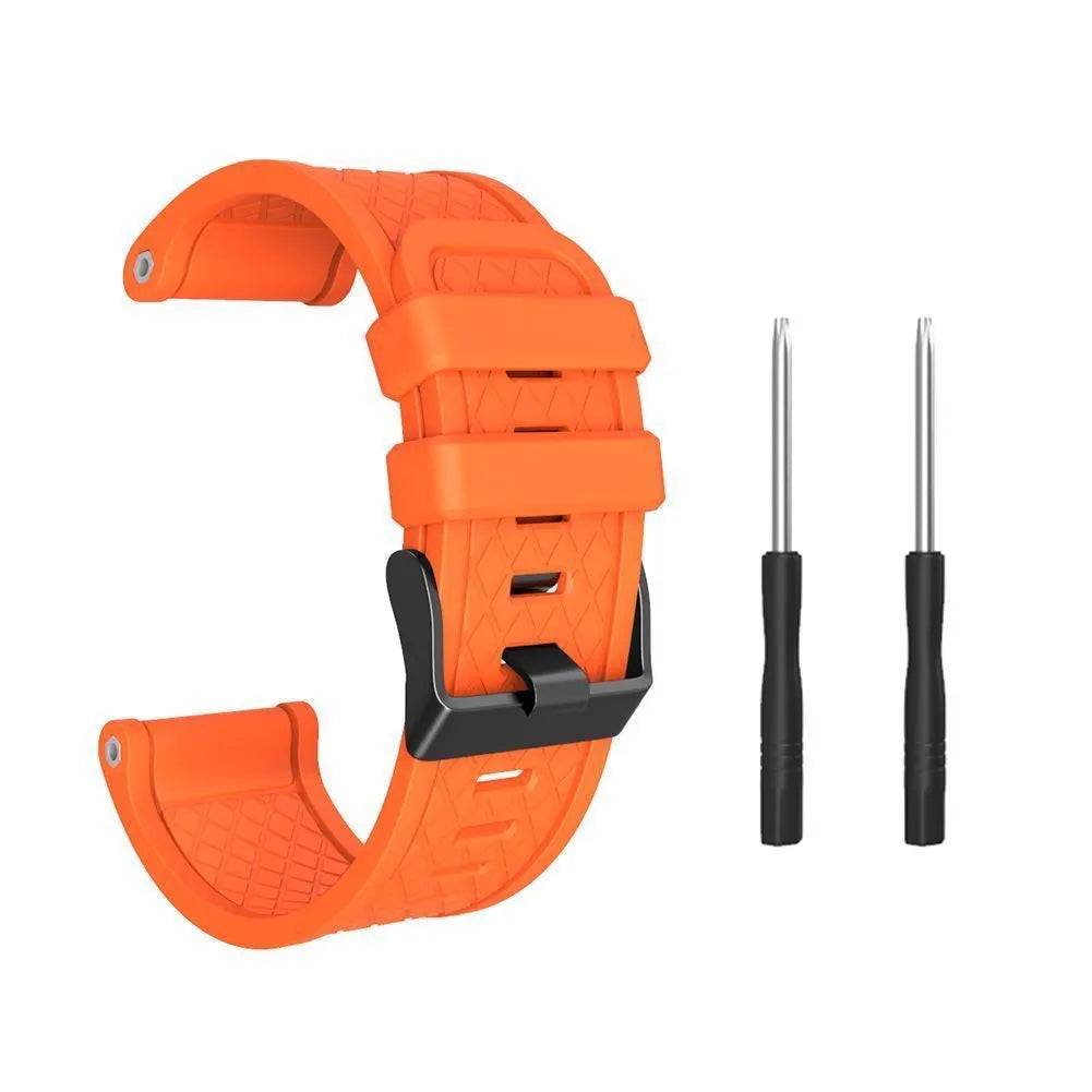 Jiaming compatible 26mm silicone sports watch strap shown in multiple colour options