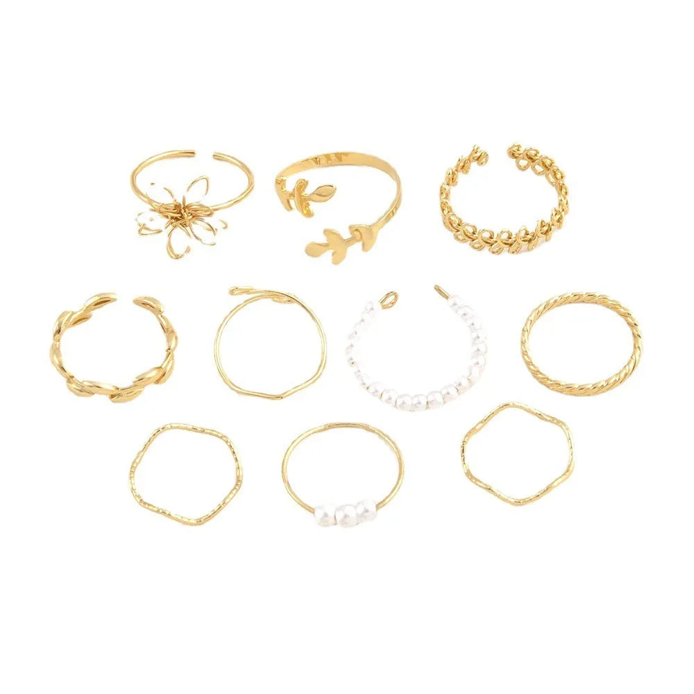 Openwork floral design ring set in gold J0656 colour with glossy electroplated finish