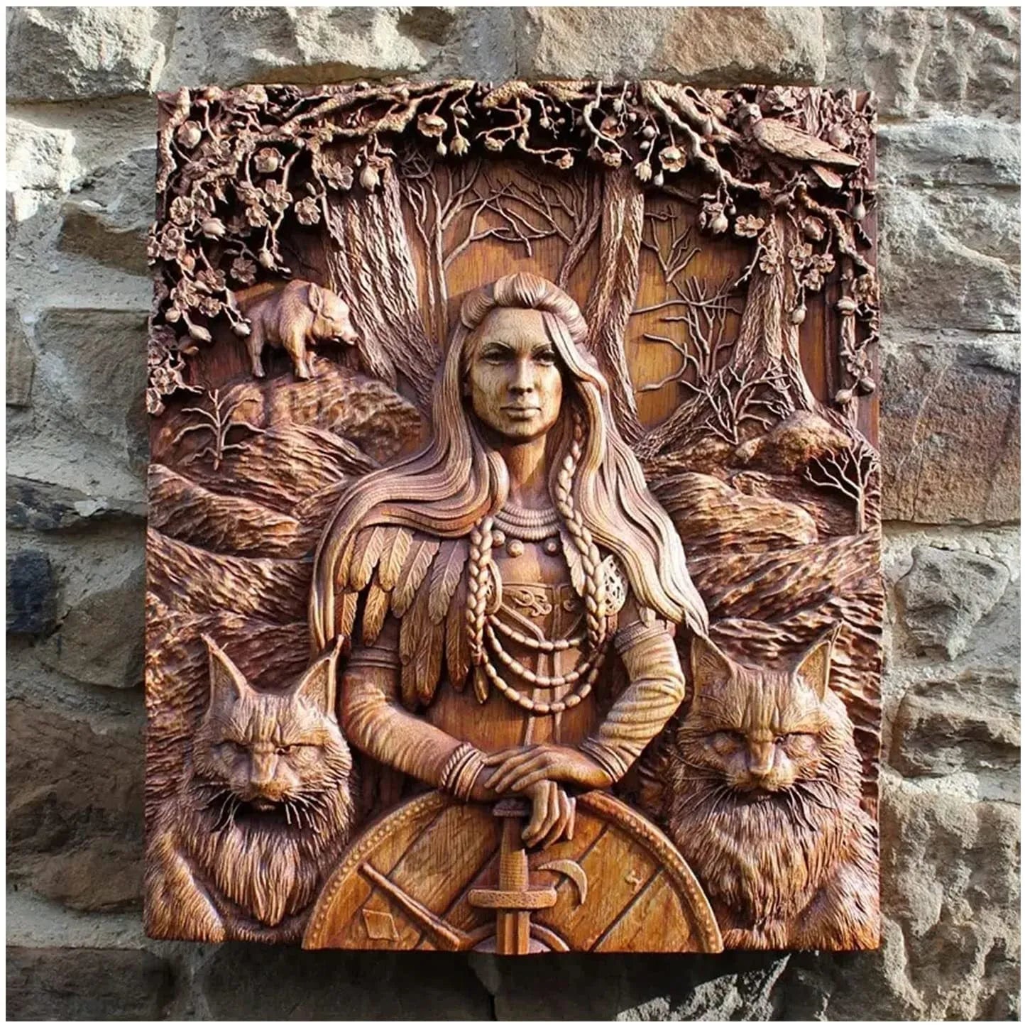 Icon Home acrylic wall hanging depicting Norse mythology character in American style