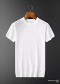 Men's black and white ice silk T-shirt with V-neck and round neck options in Korean style