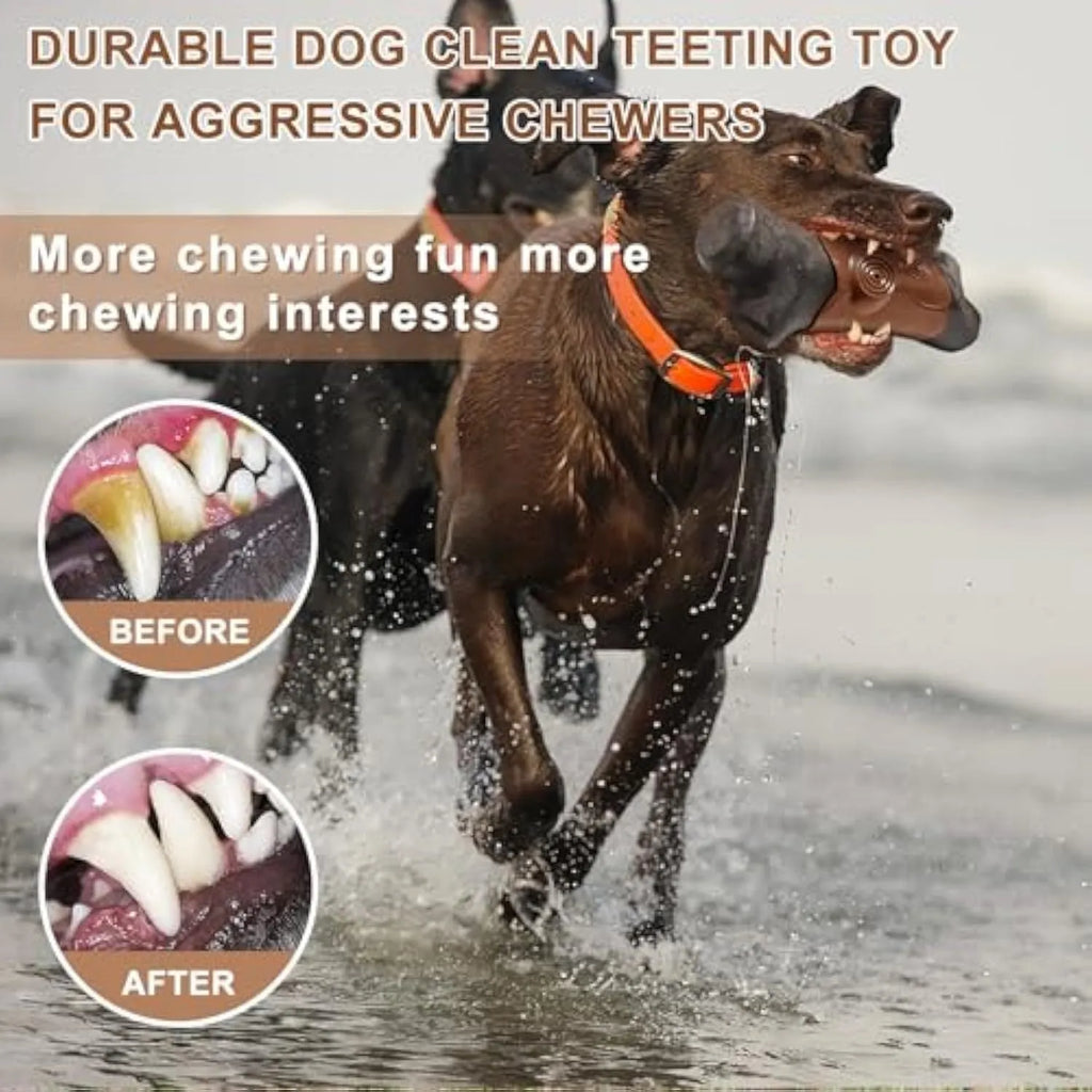 Large nylon dog chew toy with branch design and squeaker for aggressive chewers
