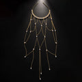 Gold or silver electroplated mesh hair chain with pearl tassel decoration for women