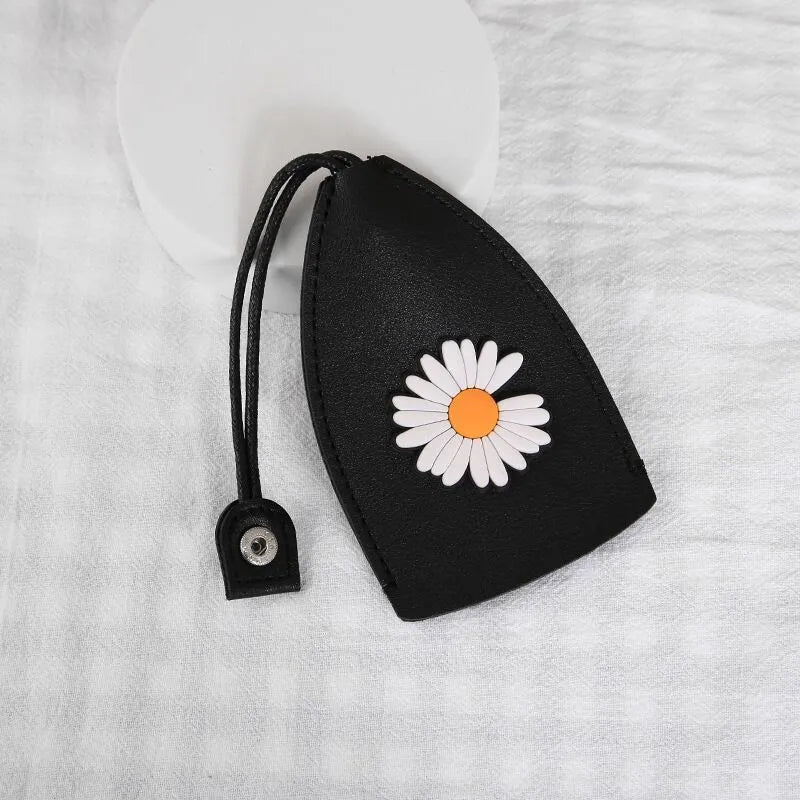 Cartoon design pull-out car key case in PU leather with removable decorative cover