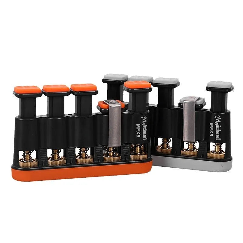 Grey and orange non-slip silicone climbing fingerboard finger trainer for hand strength development.