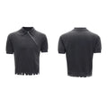 Men's slim-fit polo shirt with oblique zipper and lapel collar in solid colour