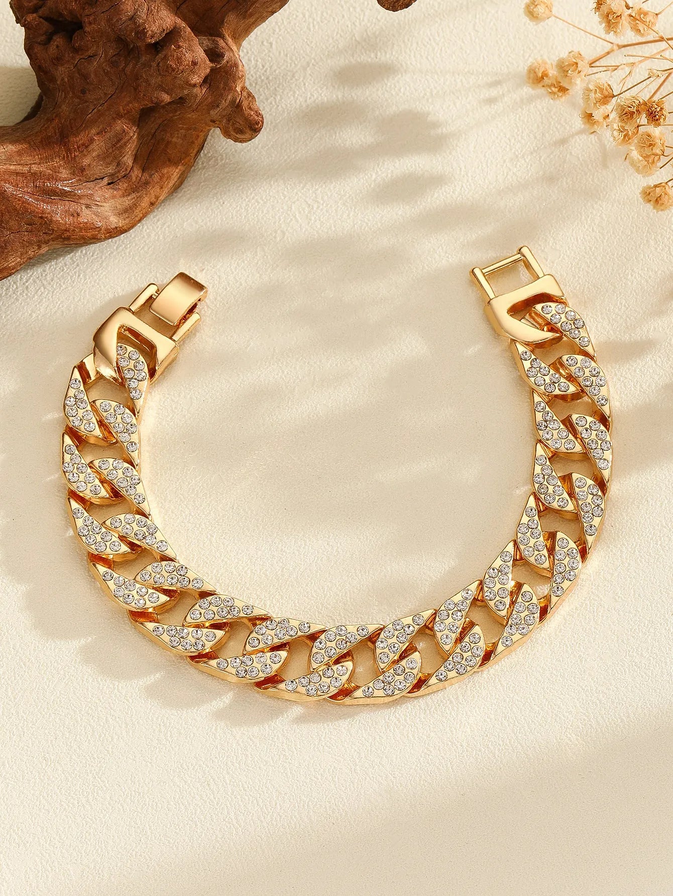 Heavy metal rap Haoshi full diamond bracelet in gold finish