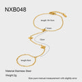 Gold stainless steel women's bracelet with geometric design showing floral patterns and eight-pointed star charms