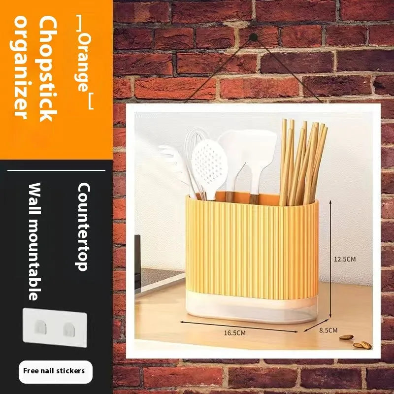 Cross-border wall-mounted plastic chopstick holder with spoon cage in modern design