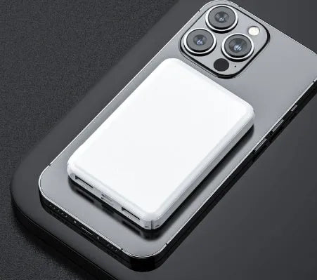 Compact black or white power bank for electric heating vests, showing 97mm x 64mm dimensions