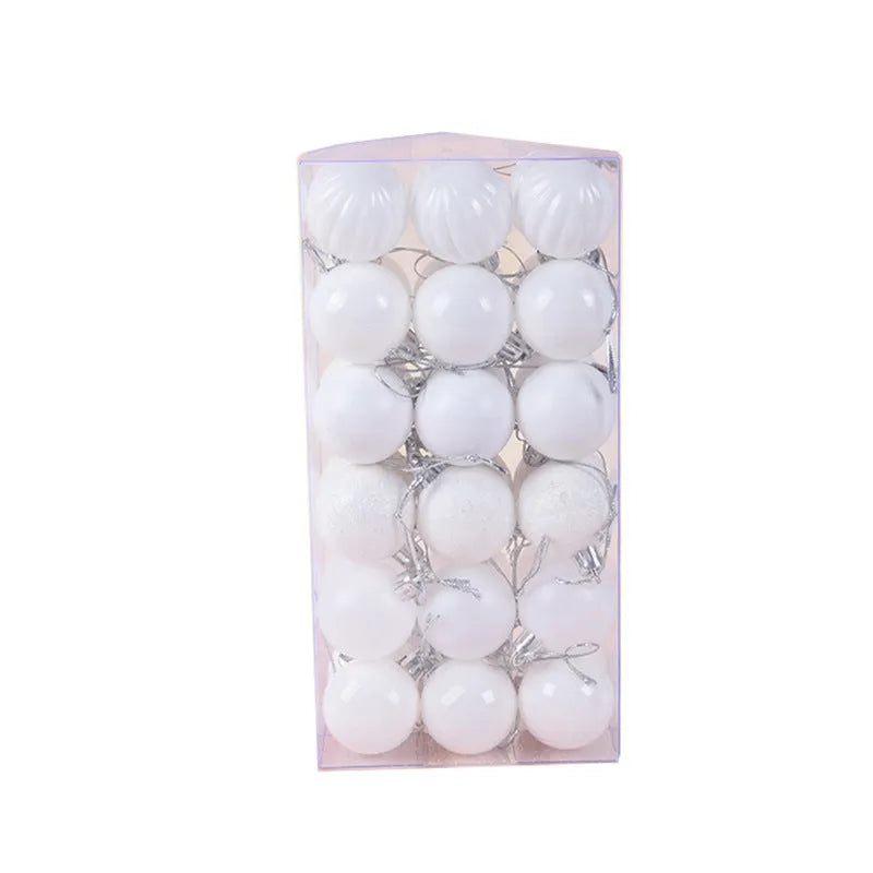 36 Christmas colour balls in whole box set, 4cm diameter, assorted colours for tree decoration