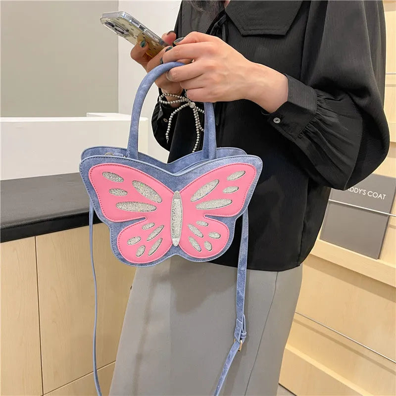 Small square crossbody shoulder bag in PU leather with contrast colour trim