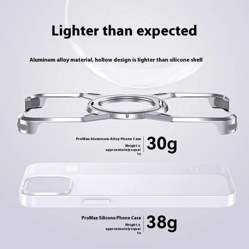 Rotary magnetic adhesive bracket hollow aluminium alloy phone case for iPhone in Deep Space Gray