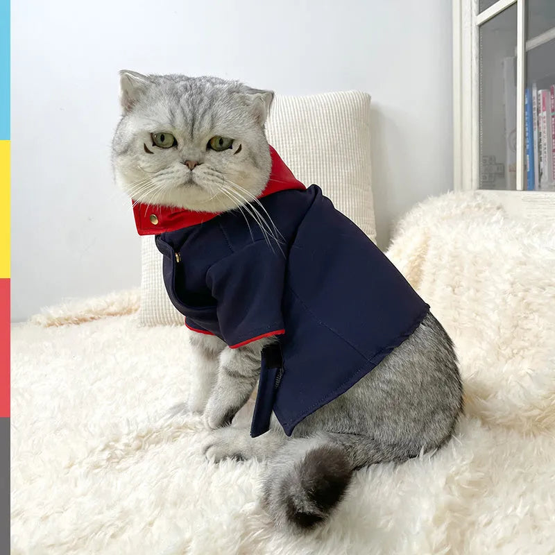 Tiger stripe plum blossom pattern pet hoodie for cats and dogs in small and medium sizes
