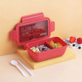 Four-layer partitioned bento lunch box in Nordic style with green, red, and yellow colour options