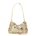 Women's soft polyester crossbody shoulder bag in metallic colour showing 25cm width and single strap design