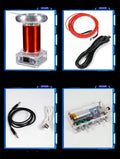 Music Tesla coil driver board unit with controller and cables for 220V high-voltage arc demonstrations.