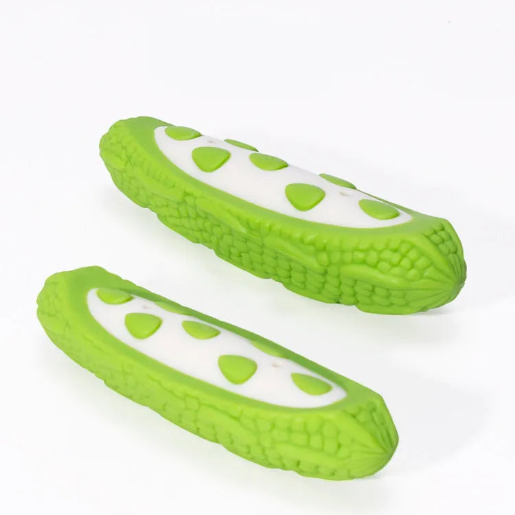Green and purple dog chew toys showing simulation texture, available in large and small size options