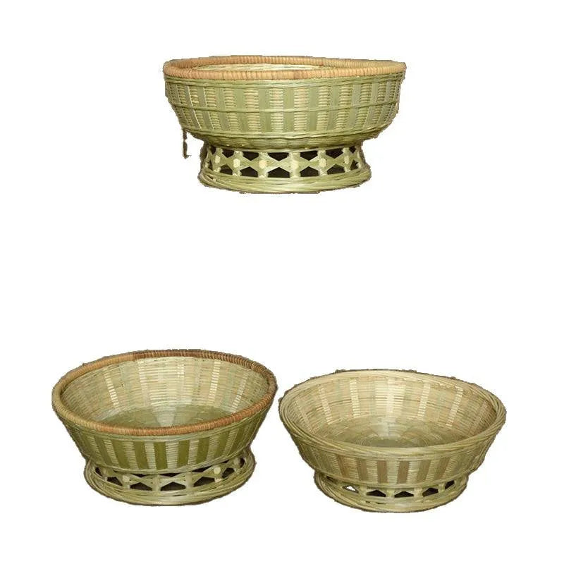 Handmade natural bamboo storage basket in three sizes for household organisation
