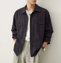 Men's lapel collar casual shirt in cotton fabric available in light sand rice and nautilidae colours