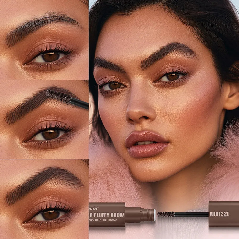 Eyebrow cream mousse for three-dimensional shaping in brown and black shades