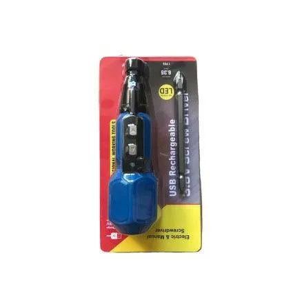 Black and blue alloy steel straight handle 36V electric screwdriver