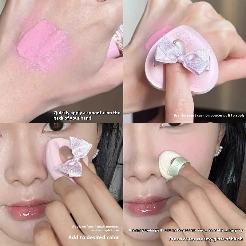 Cupid Series Liquid Blush bottle in one of six shades, showcasing its liquid formula on a hand swatch.