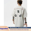 Cotton letter print short-sleeve T-shirt in loose fit with round neck collar