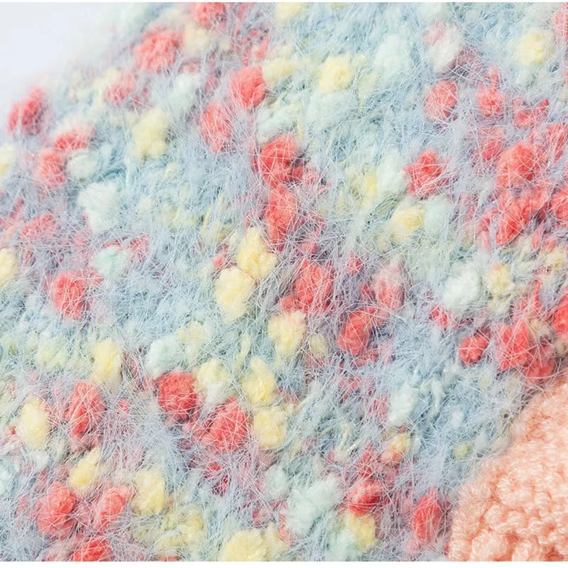 Blue autumn winter pet sweater with three-dimensional bear floral yarn pullover design for small medium dogs and cats