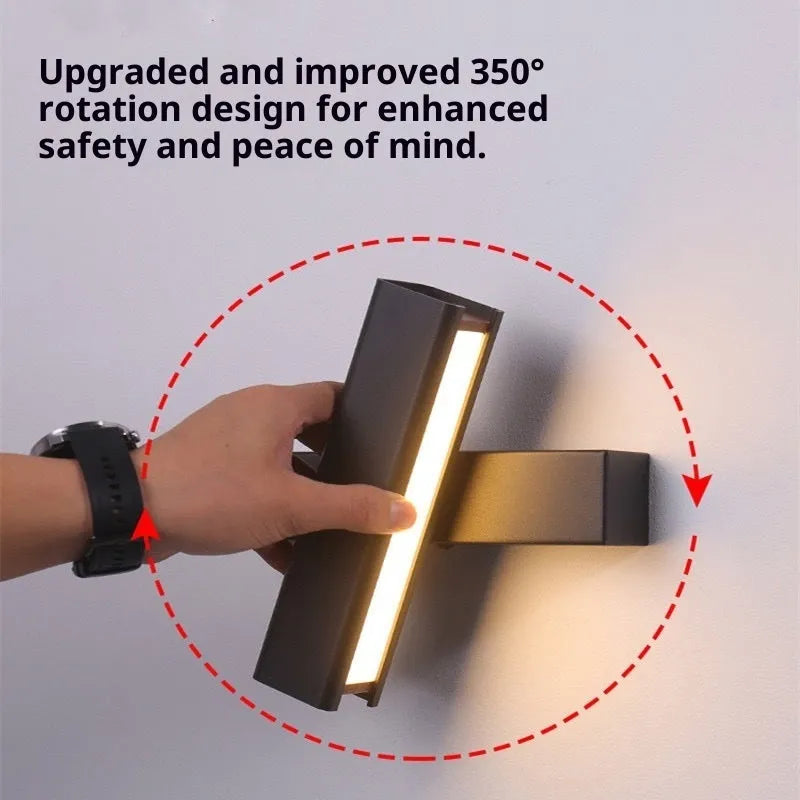 Modern minimalist bedroom wall lamp creative staircase design rotating shade black finish